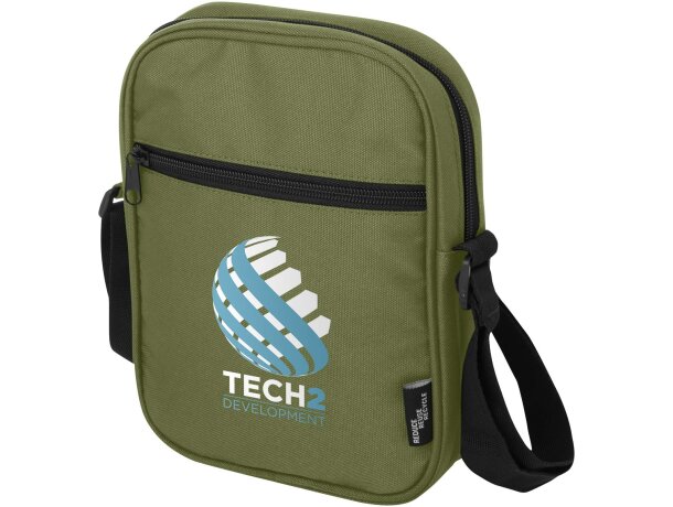 Bandolera reciclada certificada GRS Byron con cremallera Verde oliva detalle 22