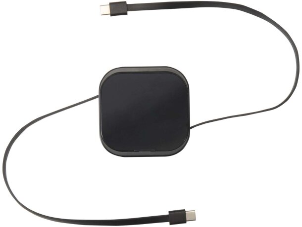 Cable retráctil reciclado 5 en 1 Gloas con carga rápida 100W Negro intenso detalle 2