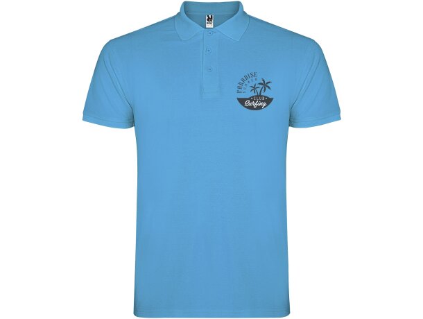 Polo manga corta hombre Star Roly 100% algodón piqué 200 g/m² Azul turquesa detalle 25