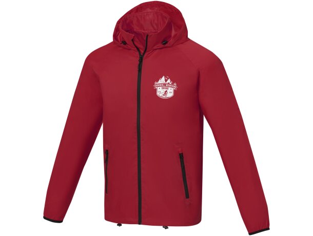 Chaqueta ligera impermeable hombre Dinlas con capucha enrollable Rojo detalle 4
