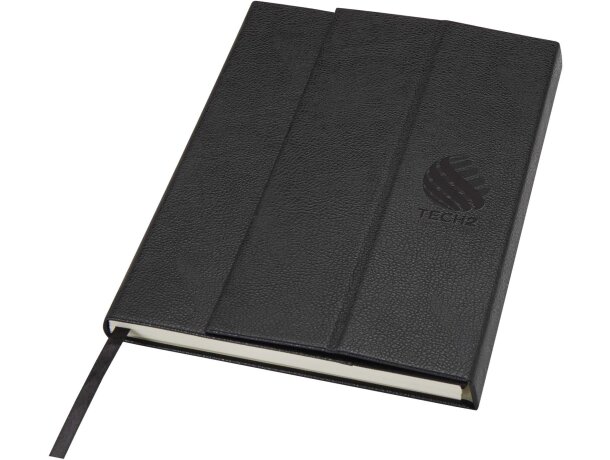 Libreta tapa dura A5 cuero regenerado Alejandra Negro intenso detalle 1