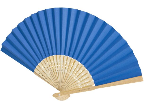Abanico Carmen de bambú y papel plegable para eventos Azul aqua detalle 13