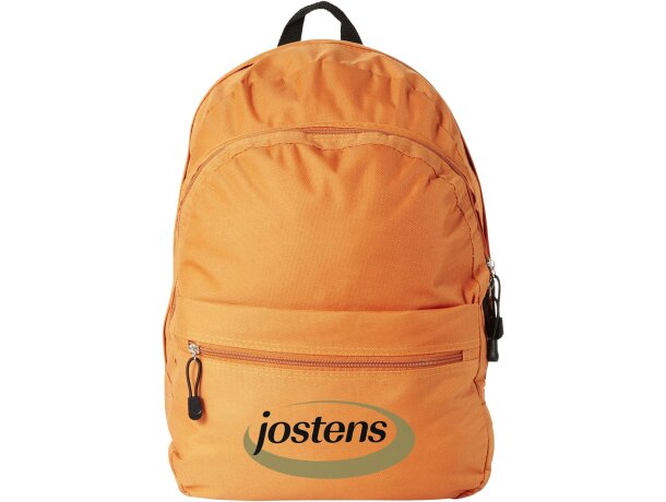 Mochila de poliéster 600d con dos bolsillos frontales personalizada naranja