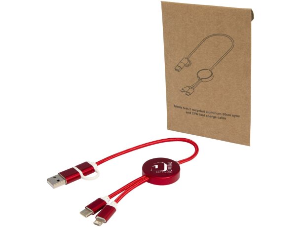 Cable 5 en 1 Alasia aluminio reciclado carga rápida Rojo detalle 8