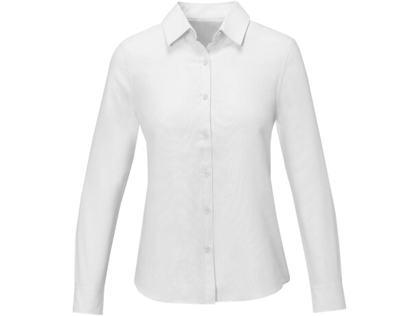 Camisa manga larga mujer Pollux Oxford entallada personalizable Blanco detalle 2