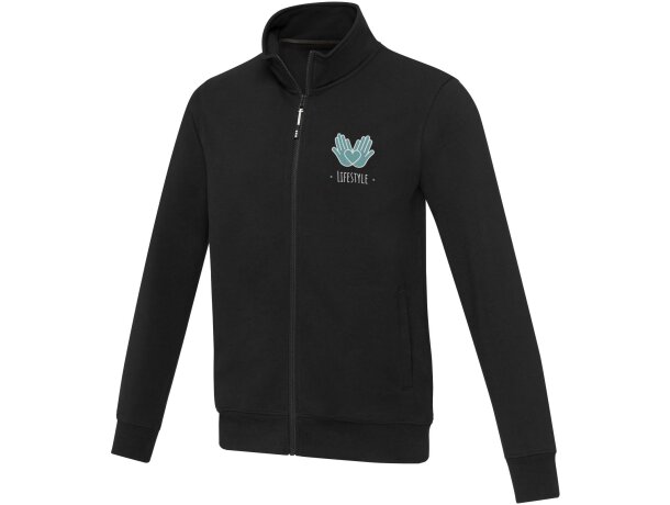 Sudadera cremallera reciclada Aware Galena unisex Negro intenso detalle 13