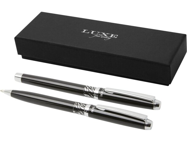Set de bolígrafo y rollerball Rivulet Negro intenso detalle 6