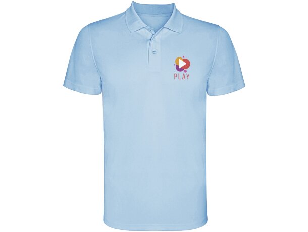 Polo deportivo transpirable Monzha Roly hombre piqué poliéster Azul celeste detalle 13