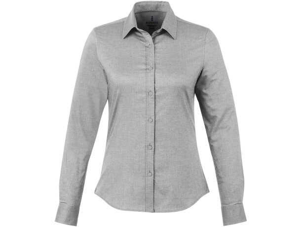 Camisa Oxford manga larga mujer Vaillant algodón 142 g/m² Gris acero detalle 19