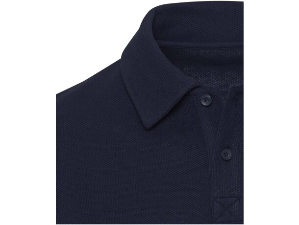 Polo manga larga Apollo algodón piqué unisex corporativo Azul marino detalle 12