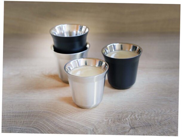 Tazas espresso Duo acero inoxidable reciclado certificado Plateado detalle 6