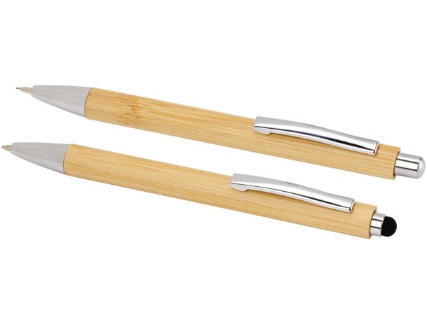 Set bambú Oblys bolígrafo y portaminas certificado FSC Natural detalle 4