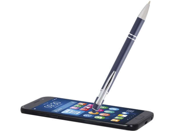 Bolígrafo Kish con acabado plateado en aluminio reciclado Azul marino detalle 9