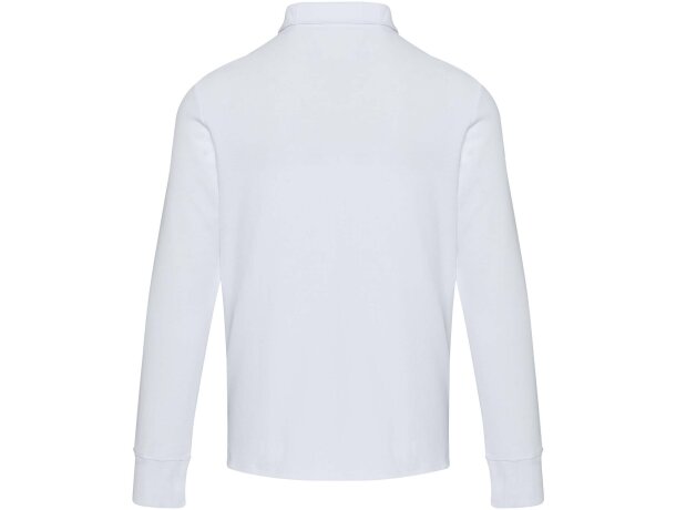 Polo manga larga Zeus con media cremallera en algodón piqué Blanco detalle 7