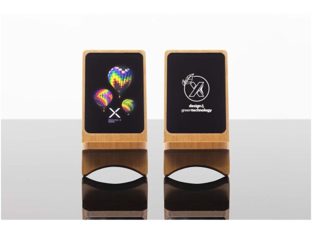 Cargador inalámbrico de madera SCX.design W16 con logo luminoso Madera detalle 3