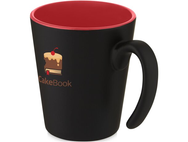 Taza de cerámica con asa Oli 360 ml personalizable Rojo/negro intenso detalle 7