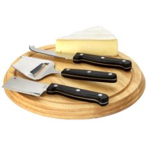 Set de quesos con tabla de cortar y cuchillo personalizado marrón Set de quesos con tabla de cortar y cuchillo personalizado marrón