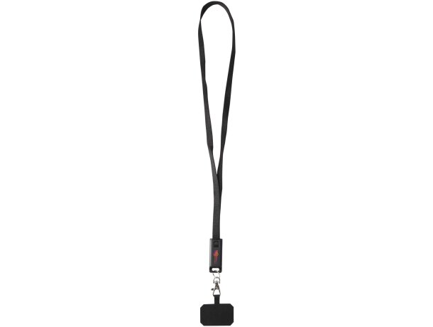Lanyard de plástico reciclado para smartphone Franz Negro intenso detalle 1