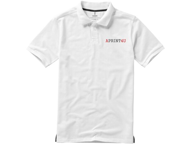 Polo de manga corta algodón BCI 200 g/m2 Elevate Life Calgary Blanco detalle 1