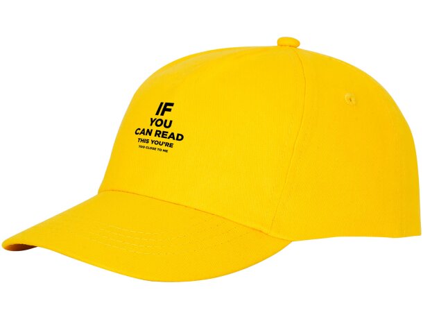 Gorra promocional de 5 paneles con impresión personalizada Amarillo detalle 8