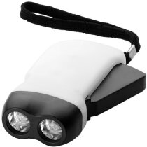 Linterna con dinamo 2 leds personalizada blanca Linterna con dinamo 2 leds personalizada blanca