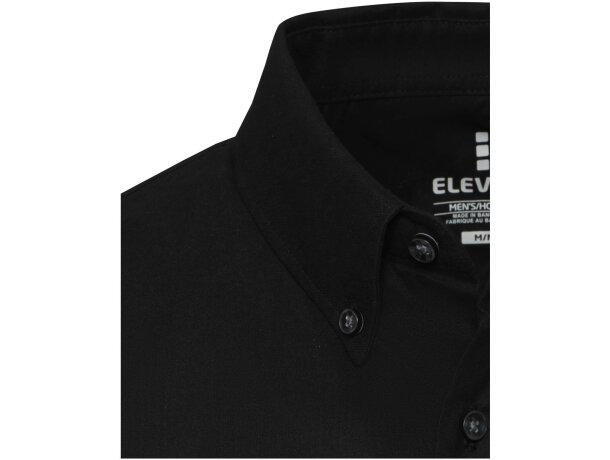 Camisa oxford Sphene algodón BCI sostenible hombre Negro intenso detalle 12
