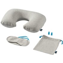 Set de viaje con cojín, antifaz y tapones personalizado gris Set de viaje con cojín, antifaz y tapones personalizado gris