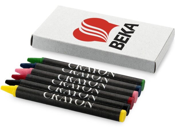 Caja de cartón con 6 ceras barato de colores personalizada