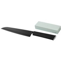Cuchillo de chef con piedra de afilar personalizada negro intenso Cuchillo de chef con piedra de afilar personalizada negro intenso