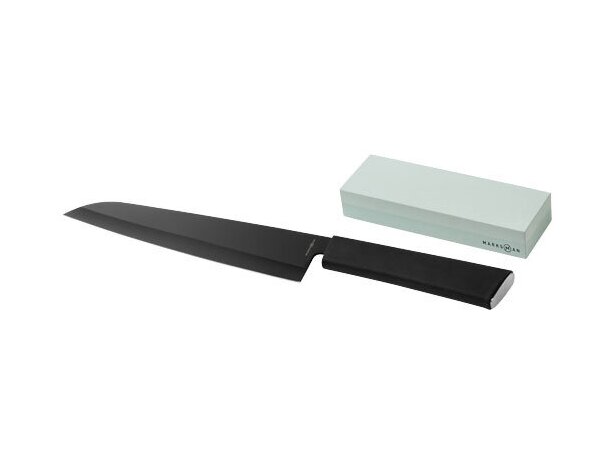 Cuchillo de chef con piedra de afilar personalizada negro intenso Cuchillo de chef con piedra de afilar personalizada negro intenso