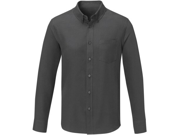 Camisa manga larga hombre Pollux Oxford CVC personalizable Gris tormenta detalle 17