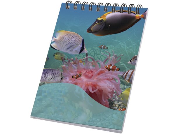 Libreta personalizado Desk-Mate espiral A7 50 hojas papel FSC Blanco detalle 4