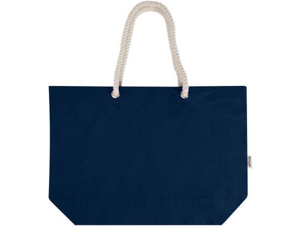 Bolsa tote de playa algodón reciclado certificado GRS Florida Azul marino detalle 14