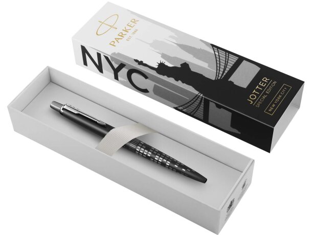 Bolígrafo Parker Jotter SE Global Icons con mecanismo clic Rojo detalle 28