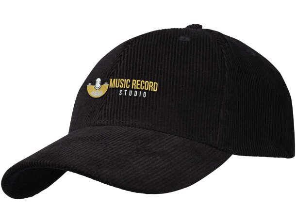 Gorra de pana reciclada Hutton con cierre ajustable Negro intenso detalle 7