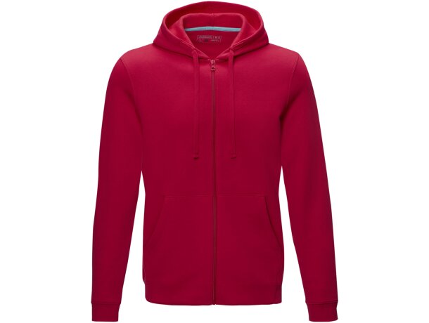 Sudadera con capucha y cremallera Ruby para hombre sostenible Rojo detalle 7