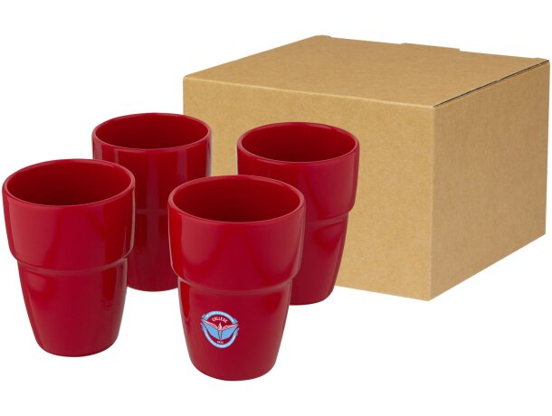 Set de regalo de 4 vasos apilables de 280 ml Staki Rojo detalle 11