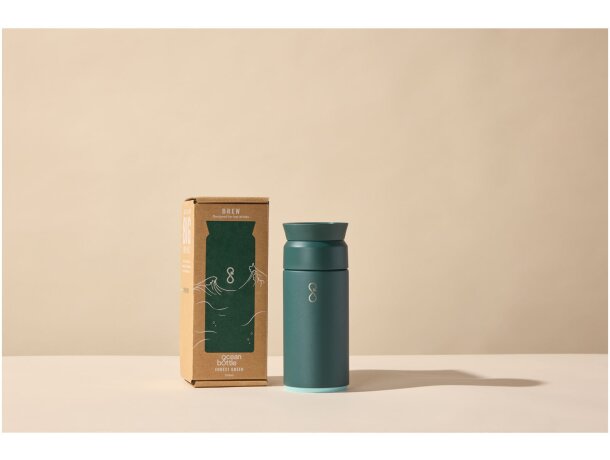 Termo 350 ml Ocean Bottle con chip NFC y acero reciclado Verde bosque detalle 9