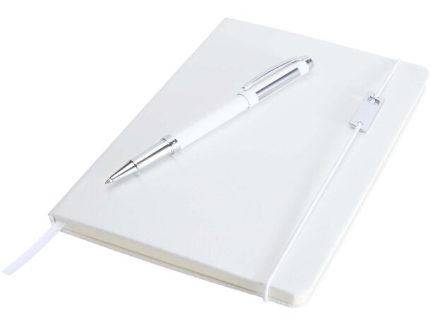 Set libreta A5 y rollerball Legato Elegance certificado RCS Blanco/blanco detalle 5