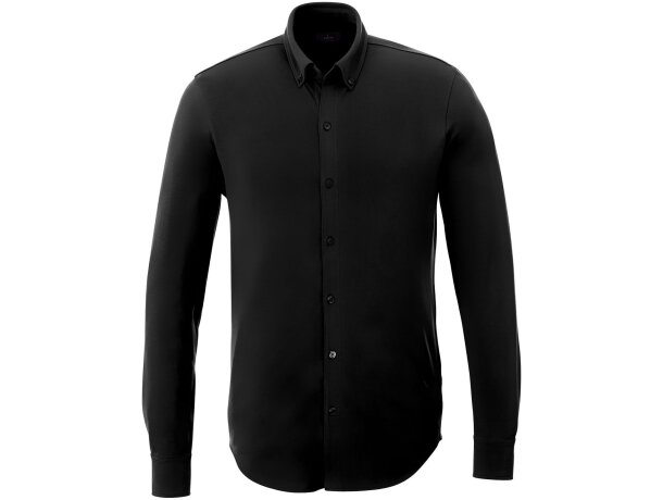 Camisa de manga larga de punto piqué Bigelow Negro intenso detalle 22