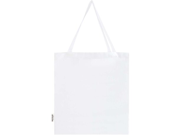 Bolsa tote con refuerzos algodón reciclado certificado GRS Madras Blanco detalle 28