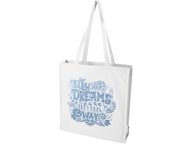 Bolsa tote algodón reciclado GRS con refuerzos Florida 14L Blanco detalle 11