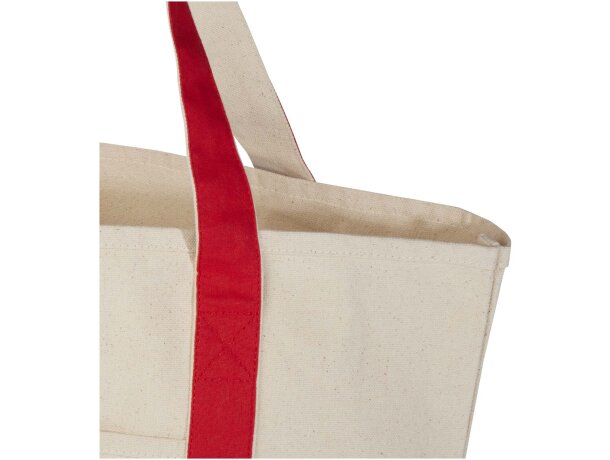 Bolsa tote de algodón reciclado certificado GRS Sam Rojo/natural detalle 18