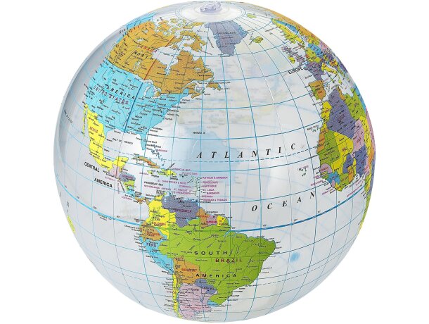 Pelota de playa con dibujo transparente bola del mundo