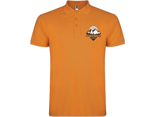 Polo manga corta hombre Star Roly 100% algodón piqué 200 g/m² Naranja detalle 61