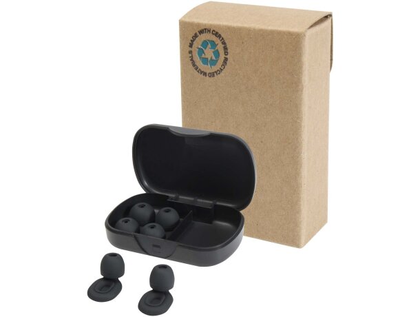 Tapones oídos Hush silicona reciclada tres tamaños Negro intenso detalle 3