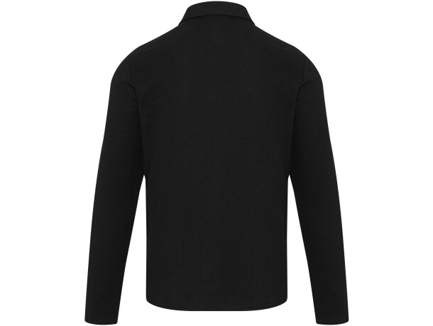 Polo manga larga Apollo algodón piqué unisex corporativo Negro intenso detalle 3