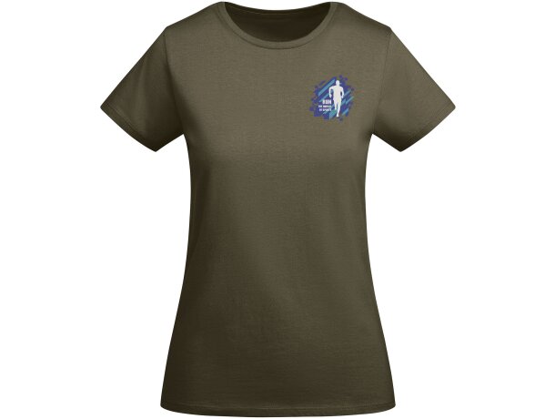 Camiseta mujer algodón orgánico Breda de Roly Verde militar detalle 16