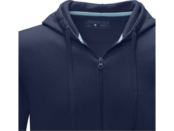 Sudadera con capucha y cremallera Ruby para hombre sostenible Azul marino detalle 19
