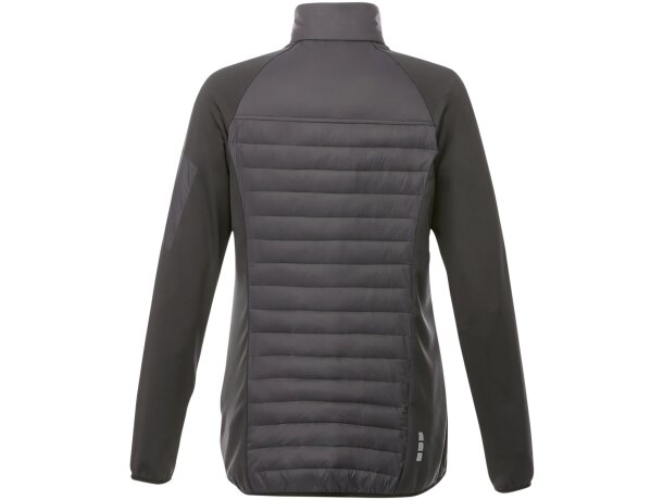Chaqueta aislante híbrida mujer Banff con tejido repelente Gris tormenta detalle 12